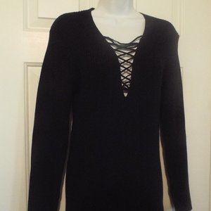 Black Lace Up Midi Dress, NWT Black Sexy Dress